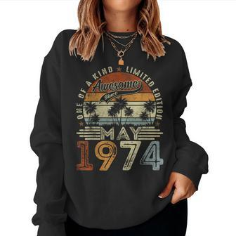 Awesome Since May 1974 Vintage 50Th Birthday Women Sweatshirt - Seseable
