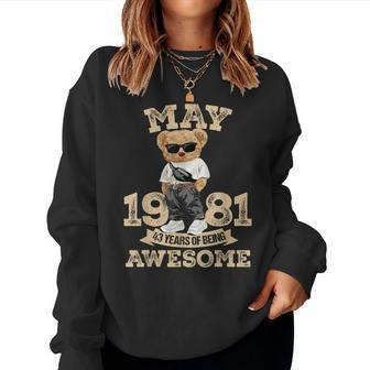 Awesome Since May 1981 Retro 43Rd Birthday Women Sweatshirt - Seseable