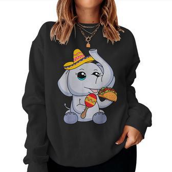 Baby Elephant Taco Kawaii Eyes Mexican Hat Maraca For Girls Women Sweatshirt - Monsterry AU