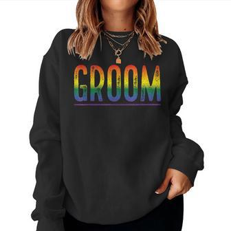 Bachelor Party Gay Pride Rainbow Groom Women Sweatshirt - Monsterry CA