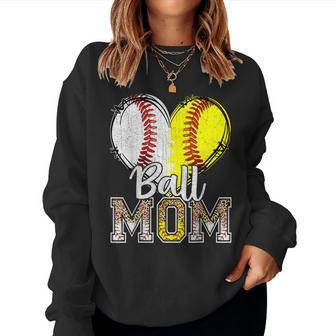 Ball Mom Heart Baseball Softball Mama 2024 Women Sweatshirt | Mazezy CA