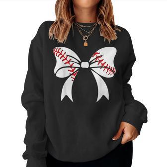 Baseball Bow Baseball Mom Baseball Mama Women Sweatshirt - Seseable