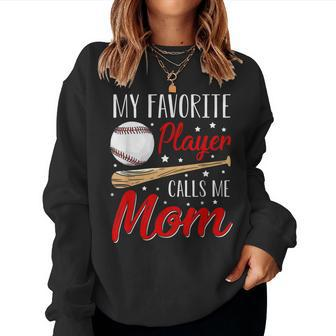 Baseball My Favorite Player Calls Me Mom Heart Mother Women Sweatshirt - Monsterry UK