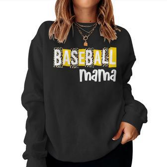 Baseball Mama Yellow Leopard Print Baseball Mom Gear Sports Women Sweatshirt | Mazezy DE