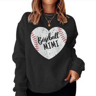 Baseball Mimi Retro Heart Baseball Grandma Mother's Day Women Sweatshirt - Monsterry