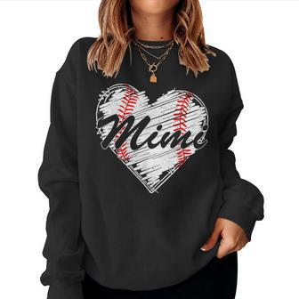 Baseball Mimi Retro Heart Baseball Grandma Mother's Day Women Sweatshirt - Seseable