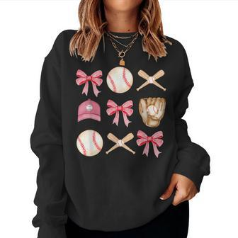 Baseball Mom Coquette Girls Baseball Mama Women Sweatshirt - Seseable