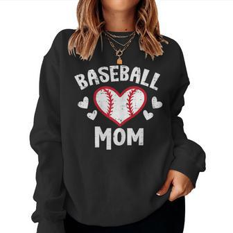 Baseball Mom Heart Family Matching Mommy Mama Women Women Sweatshirt - Seseable