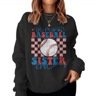 In My Baseball Sister Era Retro Vintage Baseball Sister Women Sweatshirt - Monsterry