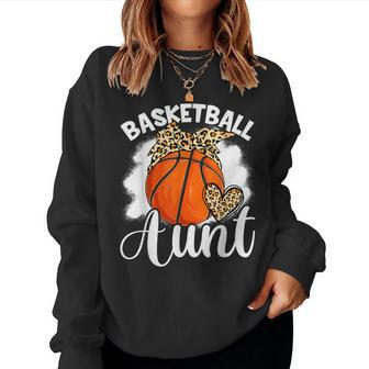 Basketball Aunt Leopard Heart Auntie Mother's Day Women Sweatshirt | Mazezy
