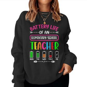 Battery Life Of A Elementary School Teacher School Week Women Sweatshirt - Seseable