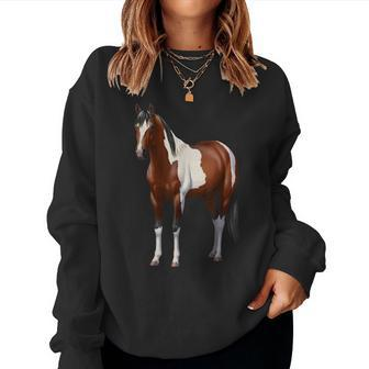 Beautiful Brown Bay Pinto Paint Horse Lover Women Sweatshirt - Monsterry