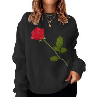 Beautiful Single Red Rose Flower Og Only Found Here Women Sweatshirt - Monsterry