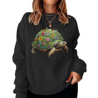 Beautiful Turtle Shell With Wildflower Turtle Lover Gardener Women Sweatshirt - Thegiftio UK