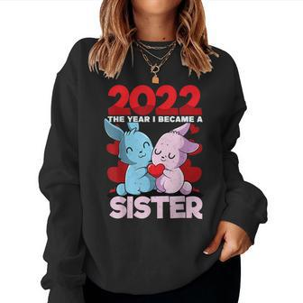 Becoming A Sister 2022 Bunny Baby Sibling Announcement Women Sweatshirt - Monsterry DE