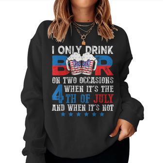 Beer American Flag 4Th Of July Merica Drinking Usa Women Sweatshirt - Monsterry DE