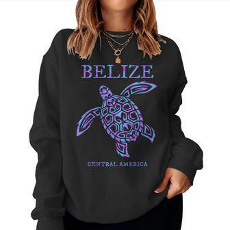 Belize Sea Turtle Retro Boys Girls Vacation Souvenir Women Sweatshirt - Seseable