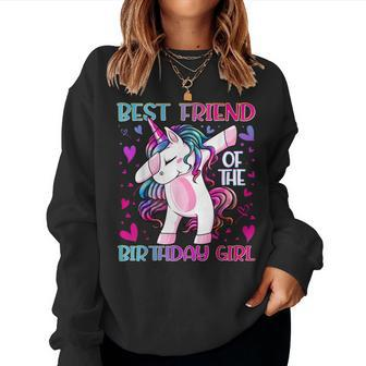 Best Friend Of The Birthday Girl Dabbing Unicorn Girl Women Sweatshirt - Seseable