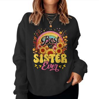 Best Sister Ever Sunflowers Colourful Rainbow Mother's Day Women Sweatshirt - Monsterry DE