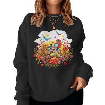 Bicycle Through A Field Of Flowers Idea Creative Inspiration Women Sweatshirt - Monsterry UK