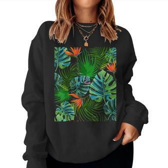 Birds Of Paradise Tropical Floral Pattern Printed Women Sweatshirt - Monsterry DE