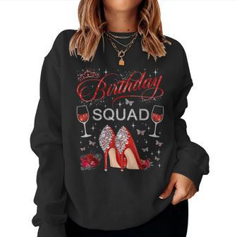 Birthday Squad Diva Squad Crown Hearts High Heel Girls Women Sweatshirt - Seseable