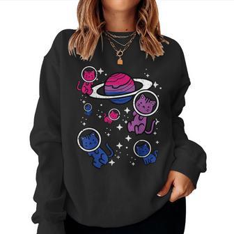 Bisexual Cats Planet Bi Pride Flag Lgbtq Space Girls Women Sweatshirt - Monsterry