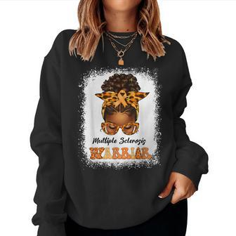 Black Multiple Sclerosis Awareness Messy Bun Ms Women Sweatshirt - Thegiftio UK