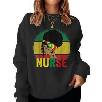 Black Nurse Woman Afro Melanin Vintage Black History Month Women Sweatshirt - Monsterry UK
