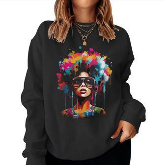 Black Queen Dripping Afro Melanin Junenth Women Sweatshirt - Seseable