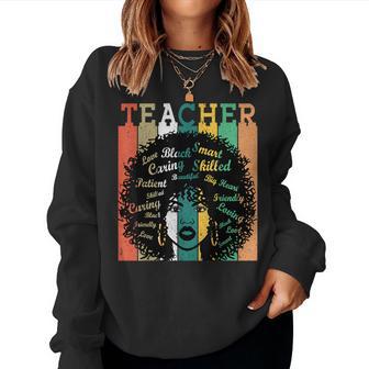 Black Teacher Afro Retro Black History Month Women Sweatshirt - Monsterry DE