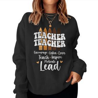 Black Teacher Melanin Crayons Black History Month Teacher Women Sweatshirt - Thegiftio UK