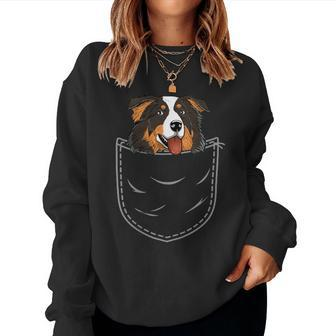 Black Tri Mom Aussie Breastpocket Australian Shepherd Women Sweatshirt - Monsterry UK