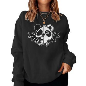 Black And White Nu Goth Vampire Panda J-Gothic New Wave Women Sweatshirt - Monsterry AU