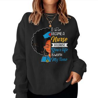 Black Woman Nurse Afro Retro Cool Black History Month Women Sweatshirt - Monsterry AU