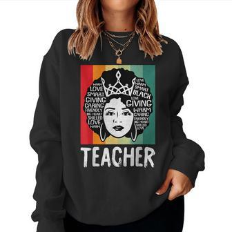 Black Woman Teacher Afro Retro Black History Month Women Sweatshirt - Monsterry CA