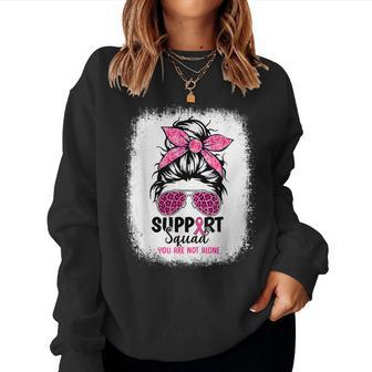 Bleached Messy Bun Support Squad Breast Cancer Awareness Women Sweatshirt - Monsterry