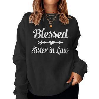 Blessed Sister In Law Heart & Arrow Graphics Women Sweatshirt - Monsterry
