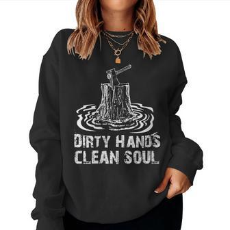 Blue Collar Mechanic Dirty Hands Quote Women Sweatshirt - Monsterry