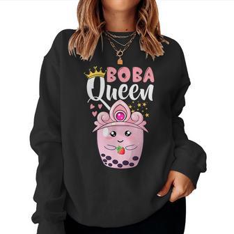 Boba Queen For N Girls Boba Bubble Tea Kawaii Japanese Women Sweatshirt - Monsterry