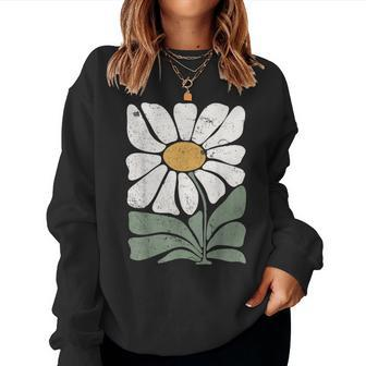 Boho Daisy Flower Retro Botanical Wildflower Gardener Women Sweatshirt - Seseable