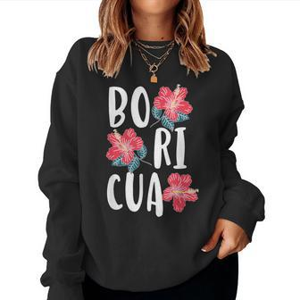 Boricua Flowers Latina Puerto Rican Girl Puerto Rico Woman Women Sweatshirt - Seseable