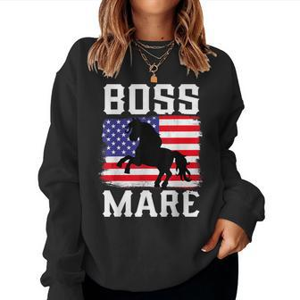Boss Mare American Usa Horse Lover Riding Rider Equestrian Women Sweatshirt - Monsterry