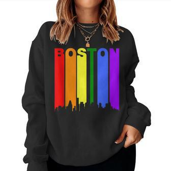 Boston Massachusetts Lgbtq Gay Pride Rainbow Skyline Women Sweatshirt - Monsterry UK