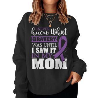 Bravery Mom Pancreas Cancer Awareness Ribbon Women Sweatshirt - Monsterry CA