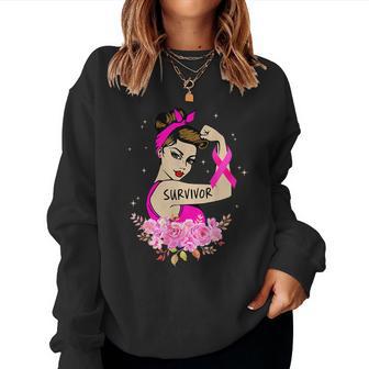 Breast Cancer Survivor Rosie Riveter Pink Awareness Women Women Sweatshirt - Monsterry UK