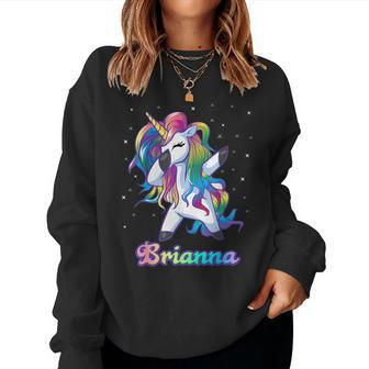 Brianna Name Personalized Custom Rainbow Unicorn Dabbing Women Sweatshirt - Seseable