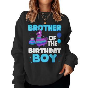 Brother Of The Birthday Boy Llama Family Party Decorations Women Sweatshirt - Monsterry