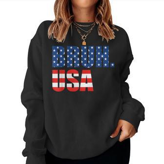 Bruh Usa 4Th Of July Patriotic American Flag Happy Women Women Sweatshirt - Monsterry AU