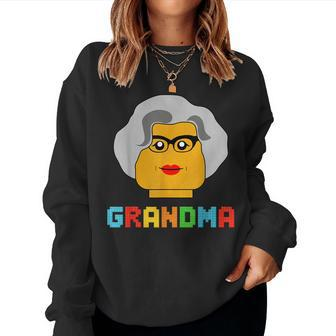 Building Block Brick Grandma Master Builder Family Matching Women Sweatshirt - Monsterry